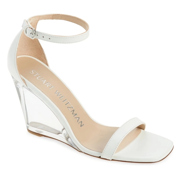 Stuart Weitzman Shoes - Stuart Weitzman Nudist Lucite Wedge in White - 6